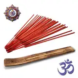 BullTek OM Namasté Meditationsset, 30 Räucherstäbchen, handgefertigt in Indien und gereinigter Holzständer, Entspannung, persönliche Reinigung, mystisches ganzheitliches spirituelles Wohlbefinden (SA