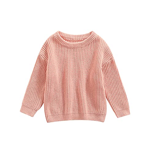 Geagodelia Kleinkinder Baby Oversized Pullover Mädchen Jungen Grobmaschig Strickpullover Herbst Winter Warm Gestrickt Pulli Oberteil Knitted Jumper Sweater (Pink, 12-18 Monate)