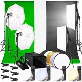 PIXETOOL Fotostudio Set - Greenscreen (3 x 3 m) mit Ständer (3 x 2,6 m) - Softbox mit Lampen Set - Green Screen Fotohintergrund - Reflektor - Studiolicht Fotolampe - Streaming Fotografie Hintergrund