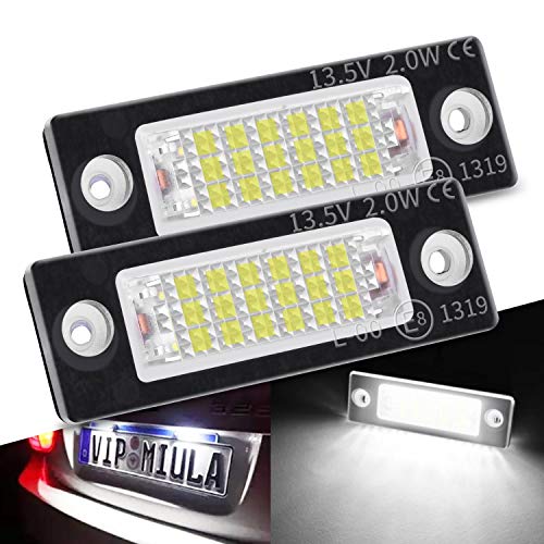 LED Kennzeichenbeleuchtung mit E-Prüfzeichen für Golf Passat Variant Jetta Touran T5 Caddy Superb Octavia, Premium LED Nummernschildbeleuchtung Canbus 18 SMD Lampe (2 Stücke)