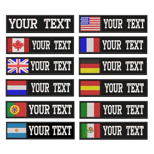 QIMAMADE Benutzerdefinierte Militär Name Patches Personalisierte Stickerei Nummer Tag Taktische Abzeichen für Rucksäcke, Jacken, Hundeweste 2PCS, Schwarz