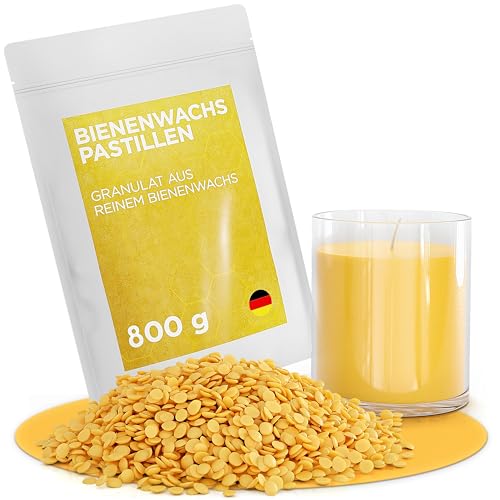 molinoRC 800g Bienenwachs Pastillen [100% natürlich rein ohne Zusatz Anderer Wachse] - Premium Qualität für Kerzen, Kosmetik, Lederpflege, Möbelpflege und Herstellung Bienenwachstücher - Beeswax