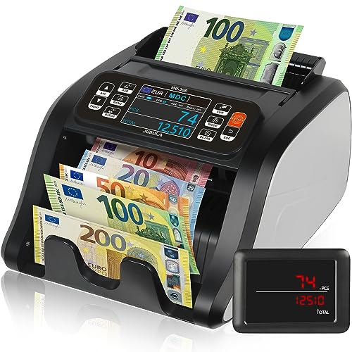 Jubula MV-300 Geldzählmaschine für gemischte Geldscheine | UV/MG/MT/IR/DD usw. | Sicher | Exakt | EUR USD GBP | Banknotenzähler | Geldzähler | Banknotenzählmaschine | Geldscheinzähler