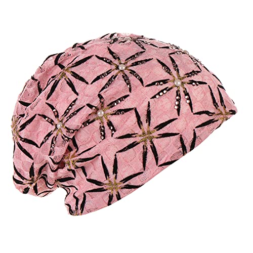 Womens Fashion Cap Pearl Pullover Cap Bequeme Color Pile Cap Damen Hüte (Pink, One Size)