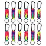 RUNYU 12 Stück Paracord Schlüsselanhänger Karabiner mit Schraubverschluss Mini Karabiner Schlüsselanhänger Geflochtene Schlüsselband Clip Ring Lanyard Schlüsselringe für Outdoor Camping