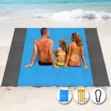 Henrycares Stranddecke Super Groß 200cm x 250cm für Strandurlaub Reisen Camping, Leicht und Tragbar, Schnelltrocknend Sandfrei und Wasserdicht - Blau