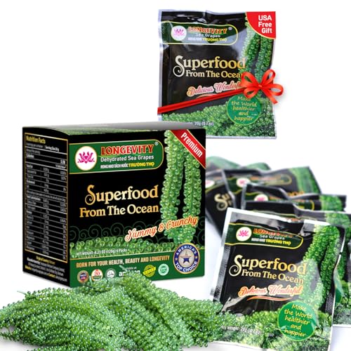 Longevity Meerestraube | Sea Grapes | Umibudo Grape Seaweed 6 x 20G | Rohkost | veganer Kaviar | für knackige Salate