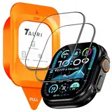 TAURI 3 in 1 Panzerglas für Apple Watch Ultra 2/Ultra 49mm, 2 Stück 9H Displayschutz mit 1 Stück Auto-Ausrichtungskit, HD Anti-Kratzen Gehärtetes Glas Displayschutzfolie für iWatch 49mm