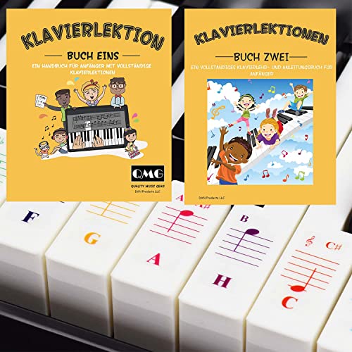 Farbige Klavieraufkleber, farbige Tastaturaufkleber, eine komplette Klaviermusikstunde mit Farbnote, Handbuch 1 und Handbuch 2 für Kinder und Anfangernd