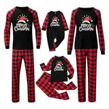 weihnachtspulli Familie Set Weihnachtspyjama Familie Schlafanzug Weihnachtsoutfit Pyjama Set Langarm Tops+Hosen Neujahr Zweiteiliger Sleepwear Nachtwäsche(Red,6 Months)