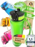 Funkelfuchs® - Trinkflasche für Kinder – 500ml, Grün – Kohlensäure geeignet - 100% auslaufsicher - Wasserflasche spülmaschinenfest - für Kindergarten, Einschulung, Schule, Sport