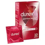 Durex Gefühlsecht Ultra Kondome – 20 % dünnere Kondom-Spitze, befeuchtet, transparent, angenehmer Geruch – 10er Pack (1 x 10 Stück)