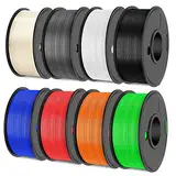 3D Drucker Filament Bündel Multicolor,SUNLU PLA+ Filament 1.75mm, Ordentlich Gewickelt PLA Plus Filament 2kg, 8 Pack 0.25kg Spule, 8 Farben, Schwarz+Weiß+Grau+Transparent+Rot+Blau+Grün+Orange