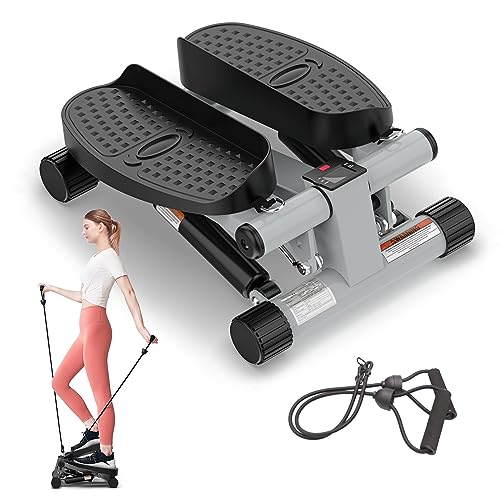 Niceday Mini Stepper für Zuhause | Up-Down Swing Stepper mit Power Ropes | Stepper Hometrainer mit LCD Display | 2 in 1 Trainingsgerät bis 100kg | Bein/Arm Trainer, Home Fitness Exercise