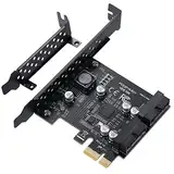 YBBOTT PCIE 2 Port 19Pin Erweiterungskarte, USB 3.2 GEN1 Super Speed 5Gbps PCI Express Karte für Windows 11, 10, 8.1, 8, 7, XP