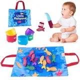 Chiluxendo Angelspiel ab 1 Jahr, Fische Angeln Spiel aus Stoff, Montessori Spielzeug, Angelspielzeug Kinderspielzeug, Lernspielzeug, Lernspiele Motorikspielzeug, Geschenke für Babys Jungen Mädchen