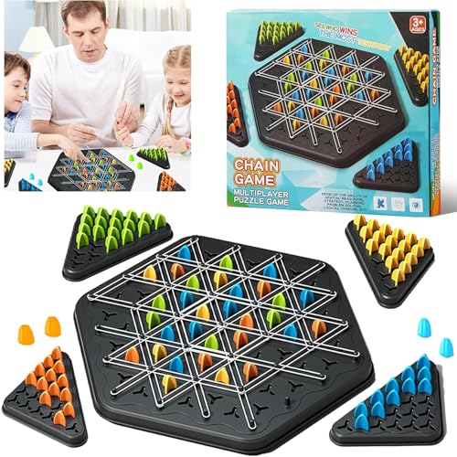 Triggle Spiel Gummibänder,Brain Games Triggle,Ketten Dreieck Spiel,Triggle Spiel Schach,Chain Triangle Game,Triggle Spiel Kettendreieck Schachspiel,Dreiecksschach-Brettspiel für 2-4 Personen