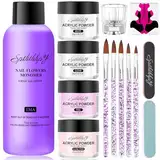 SPTHTHHPY Set Pulver und 75ml Acryl-Nagelflüssigkeit, 4 Farben Acryl Nagelset, Keine UV-Lampe erforderlich, geeignet für Anfänger und Nagelexperten