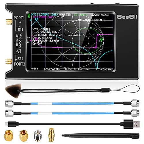 Seesii LiteVNA Vektor Netzwerk Analysator, Verbesserter 4 Zoll Antennen Analysator 50kHz-6,3GHz mit MicroSD-Steckplatz, Messung Smith Chart S Parameter HF VHF UHF SWR Phase Delay