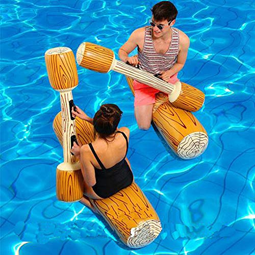 LUSTERMOON aufblasbares schwimmendes Wasserspielzeug, 2 Sets mit aufblasbaren Kampfbalken, für Erwachsene, Kinder, Poolparty, Wassersportspiele, Schwimmen, Pool-Spielzeug, 4 Stück, dunkle Farbtöne