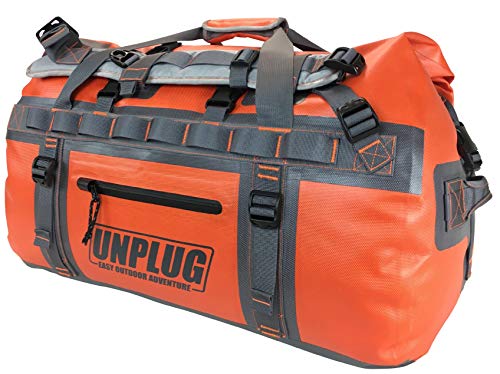 Unplug Reisetasche Damen groß, Sporttasche rucksackfunktion, Duffle Bag Herren, Reisetasche 100l 90l, Reisetasche mit rucksackfunktion, wasserdichte Taschen für Boote (110L Abenteuer Orange)