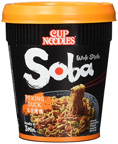 Nissin Cup Noodles Soba Cup – Peking Duck, 1er Pack, Wok Style Instant-Nudeln japanischer Art, mit Würzsauce, Ente & Gemüse, schnell im Becher zubereitet, asiatisches Essen (87 g)