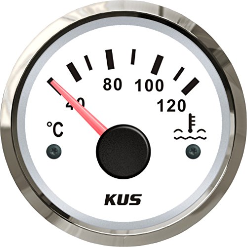 KUS Wasserdichte Wassertemperaturanzeige 40-120 ℃ Mit Hintergrundbeleuchtung 12V/24V 52MM (2") (Weiß)