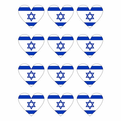 12 Stück Aufkleber Israel Herz | wetterfest & UV Schutz | Set Israel