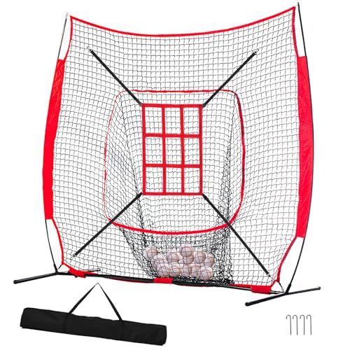 7×7ft Baseball und Softball Praxis Net Portable Hitting Pitching Batting Training Net Baseball Backstop Netz mit Batting Strike Zone