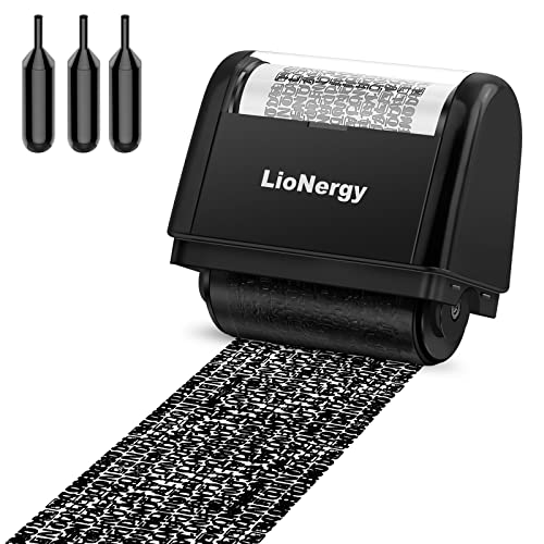 Identitätsschutz-Rollstempel LioNergy 1,5-Zoll-Roller Identitätsdiebstahl-Prävention Sicherheitsstempel mit 3 Nachfüllpackungen – Schwarz