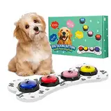 WHATOOK Hundetasten Kommunikation für Cat Dog,Buzzer mit Aufnahmefunktion,4 Stück Aufnehmbare Trainingssummer Pad für Hunde Kinder Drücken Sie Interaktion, Spiele, um zu kommunizieren und zu sprechen