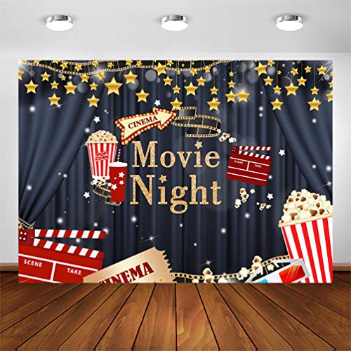 Avezano Kino-Film-Nachthintergrund "Drive in Movie Night", Themen-Geburtstagsparty, Fotografie-Hintergrund, Hollywood-Film, Nacht, Dress-Up-Preise, Partydekoration, Fotoshooting-Hintergründe (7 x 5)