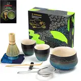 TEANAGOO Matcha Set Matcha Schneebesen Matcha Schale mit Ausgießer Schaufel Matcha Schneebesen Halter Teezubereitungsset. Japanisches Tee-Set (7 Stück) + 2 Tassen (5,6 oz), S33, Farbverlauf