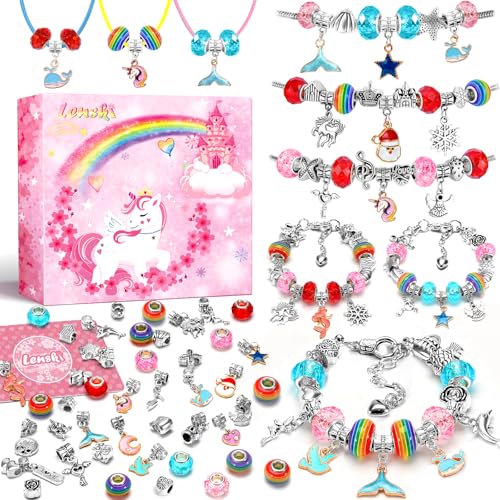 Lenski Geschenke für Mädchen, Geschenk Mädchen 4 5 6 7 8 9 10 11 12 Jahre, Einschulung Mädchen, Bastelset Kinder ab 6 Jahre, Armbänder Selber Machen, Schmuck Basteln Mädchen Spielzeug ab 4 6 Jahre