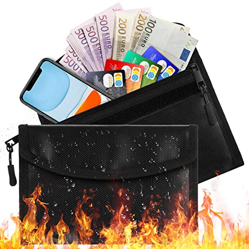 Feuerfeste wasserdichte Dokumententasche 20.0 x 13.5 x 0.8 cm, Feuerfeste Geldtasche, Brieftasche, Große Kapazität Aktentasche Geldaufbewahrung Dokumente/Geld/Pass/Bankdatei/Bargeld usw