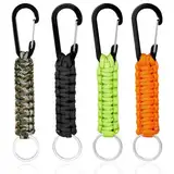 mvorry 4 Stück Paracord Schlüsselanhänger Karabiner, Paracord Schlüsselanhänger, Personalisiert Karabinerhaken, Multifunktion Paracord Anhänger, Geflochtenes Lanyard für Survival Camping Wandern