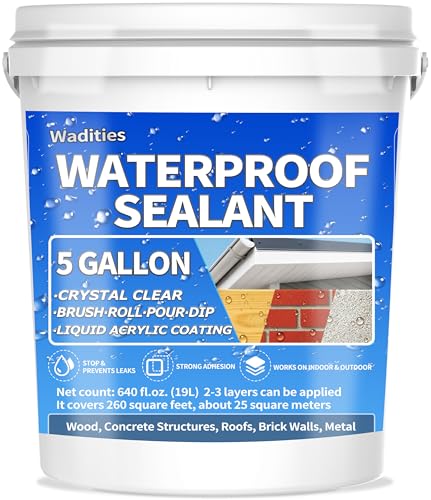 Flüssiges wasserdichtes Dichtungsmittel Klar - 19L, Wadities Wand Badezimmer Dach Wasserbasierte wasserdichte Beschichtung, unsichtbare Reparatur Leck Patch & Seal Flüssiges Gummidichtungsmittel