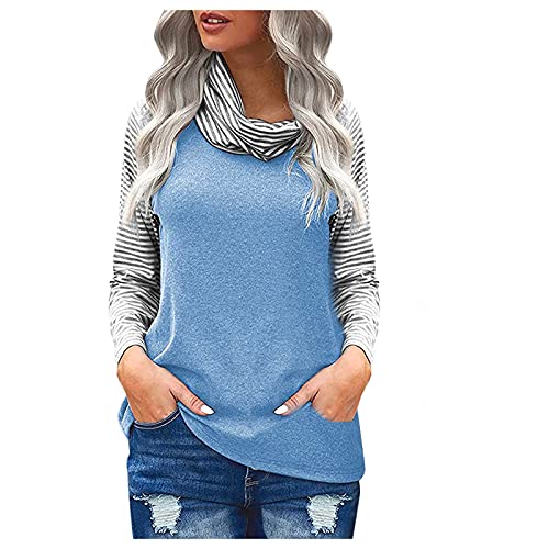 Glitzer Ohrringe Klassisches Damen-Sweatshirt mit Rollkragen und Streifendruck, beliebtes Langarm-Sweatshirt für den Winter Bedruckte Shirts Damen