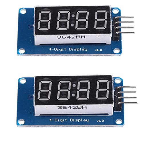 Hailege 2pcs 0.36" 4-Digit Tube LED Segment Display Module Red Common Anode TM1637 Drive Chip Tube Clock Display UNO R3