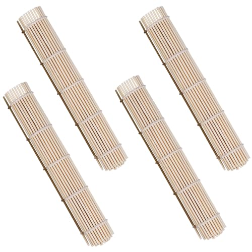 PMTFUMY Sushi-Rollmatten-Set, Sushi-Rollmatte, Bambus-Rollmatten-Set für den privaten und professionellen Gebrauch, ideal für die Herstellung köstlicher Sushi-Rollen, 4-teilig
