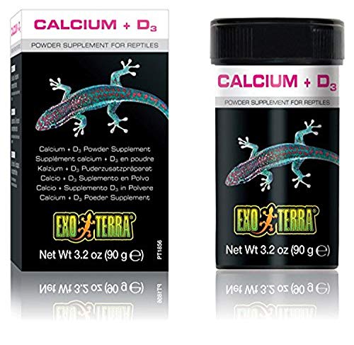 Exo Terra Puderzusatzpräparat, Calcium und Vitamin D3, Futterzusatz für Reptilien, 90g