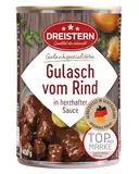 DREISTERN Rindergulasch 400g I Mit pikanter Sauce I Herzhaftes Fertiggericht in recyclebarer Konservendose I Lange Haltbarkeit dank natürlicher Konservierung I Hausmacher Qualität