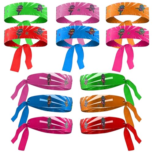ZARADU 12 Stück Ninja Stirnband, Party Zubehör für Halloween, Weihnachten, Geburtstag - Geschenke für Kinder