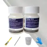 DD Composite kleines Reparaturset Epoxidharz 150g mit Glasfilamentgewebe, Handschuhe, Pinsel, Rührer, Mischbecher für Kunststoff Metall Holz und Beton