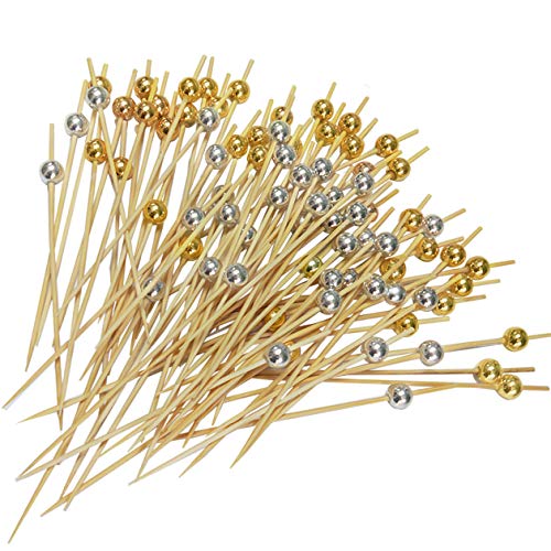 Cocktailspieße Holz Rührstäbchen Fingerfood-Spieße Holzspieße Partyspieße Cocktail Sticks Partypicker für Sandwich Grillgut Obst-Spieß Antipasti Pary 12CM 100 Stück