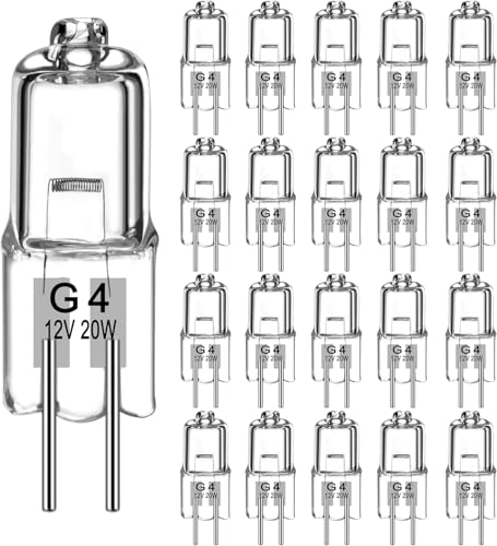 Jewan G4 Halogenlampen（20 Stück） Halogen Leuchtmittel 12v 20w 280lm 2800k Warmweiß Dimmbar Halogen Stiftsockellampe Für Dunstabzugshauben Küchen Schlafzimmer Wohnzimmer