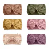GIDWRIY 6 Stück Stirnband Baby Mädchen,Stirnbänder Kleinkinder Nylon,Baby Schleifen Haarband Newborn,Weiche Haarbänder Neugeborene,Haarschleife Baby Kopfband,Headband Baby Hair Band,Accessoires Baby