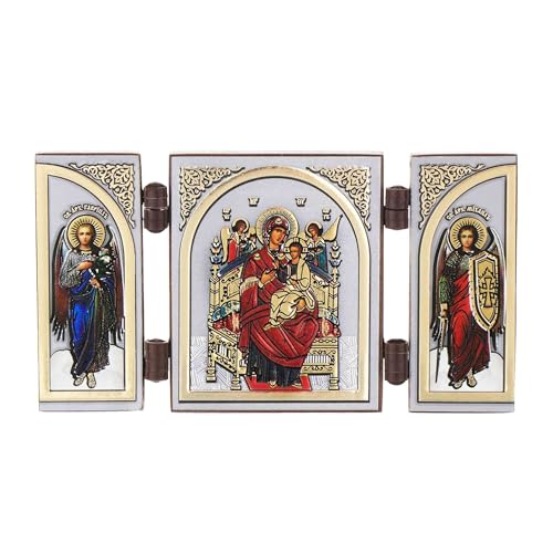 NKlaus - Gottesmutter All Königen - Ikone Triptychon Christlich - reise Altar Holz 16633