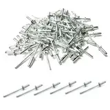 100pcs Stück Alu Blindnieten Sortiment Popnieten,Pop Nieten Stahlniete, Silber Aluminium Blindnieten(Silver, 4.0x10)