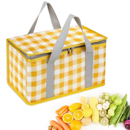 Kühltasche Klein, Kühltasche Faltbar, Picknicktasche Kühltasche 10l Lunchtasche Mittagessen Tasche, Thermotasche Lsoliertasche Lunch Bag für Camping BBQ Reisen 35x20x20CM